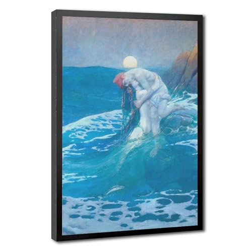 Toile The Mermaid Howard Pyle tableau mural haute définition cadre