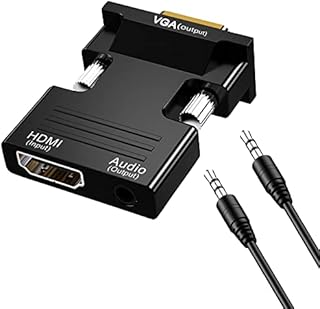 PNGKNYOCN HDMI to VGA Adapter1080P HDMI Female to VGA Male Converter with 3.5mm Audio Cable, for Computer, Projector, HDTV Etc