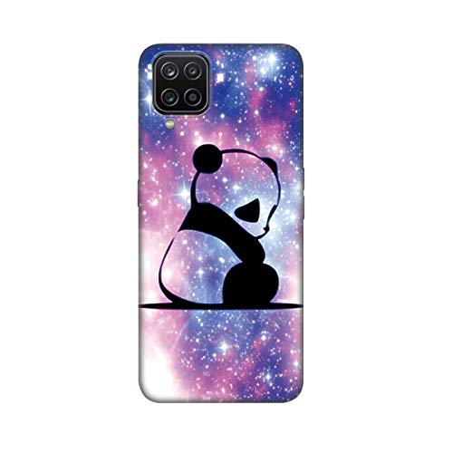 DiaryTown pour Coque Samsung Galaxy A12, Etui Noir en Silicone Souple avec Motif Animal Mince Slim TPU Gel Bumper Antichoc Case Housse de Protection pour Samsung A12, Panda Cover