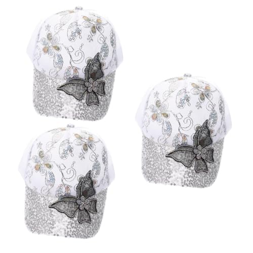Paillettes et strass sur casquette de baseball noir pour masquer les imperfections