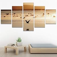 SIGNWIN 5 Panel Canvas Wall Art Birds Closeup Multicolor Photography Realism Relax/Calm Romantics for Home Decorations Ready to Hang - 60