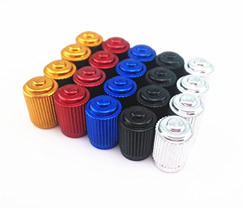 yueton 20pcs Colorful Aluminum Bicycle Bike Tire American Style Schrader Valve Caps Dust Covers