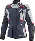 Ixon Midgard Veste textile imperméable à l’eau pour dames de moto (Grey/Black/Blue,XL)