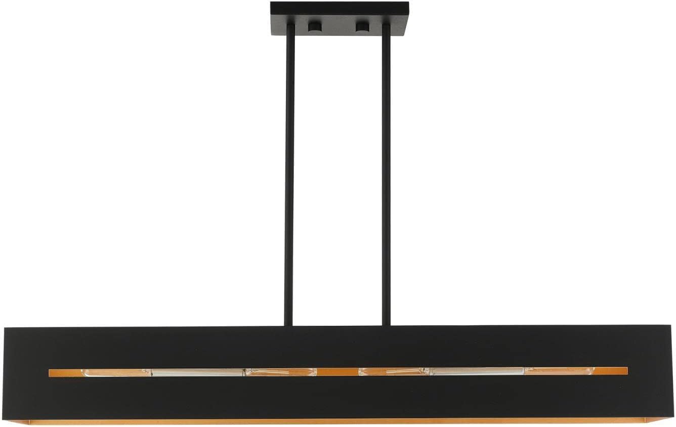 Soma Textured Black and Brushed Nickel 4-Light Linear Chandelier