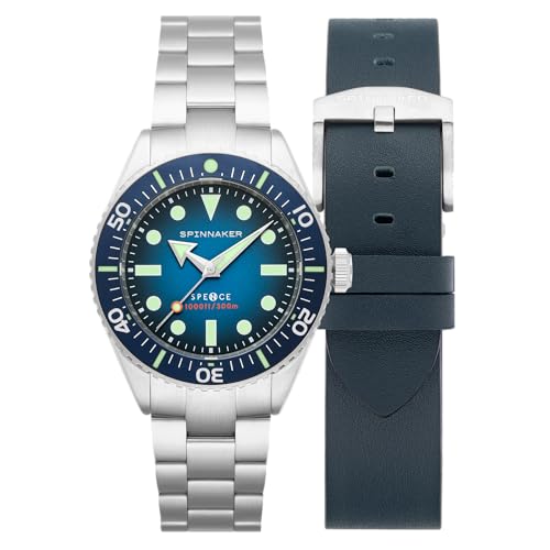 Spinnaker Mens 40mm Spence Automatic Indigo Blue Watch with Solid Stainless Steel Bracelet SP-5097-22