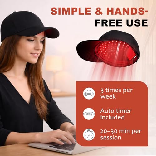 Image of Laser Hair Growth Cap - 650nm Red Light Therapy for Hair Regrowth, Full Scalp Coverage Treatment for Men & Women with Thinning Hair, Portable & Hands-Free, Black