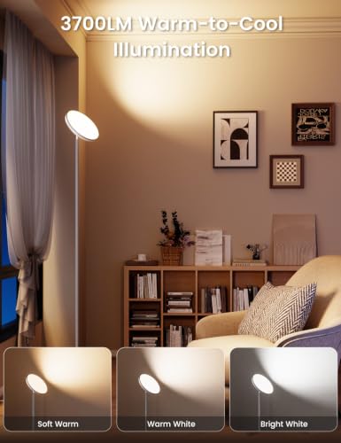 Image of UFO LED Torchiere Floor Lamp with RGB Ambient Light, 42W 3700LM Bright Dimmable Sky Lamp,71in Modern Tall Standing Lamp with Remote Touch Control&Timer,for Living Room Bedroom Office Gaming Room,Gray