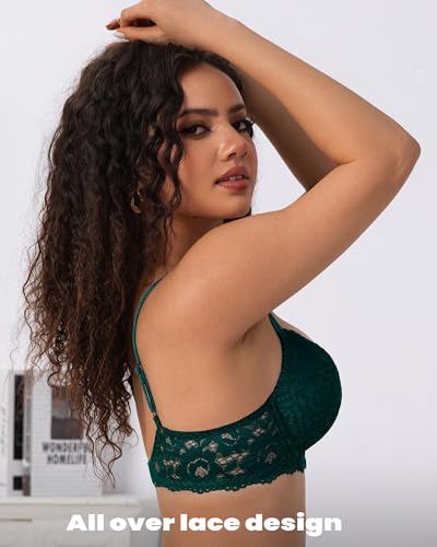 Image of Push Up Bras for Women Add 2 Cups Sexy Lace Cleavage Extra Padded Plunge Bra Underwire