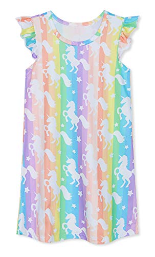 UNIFACO Girls Dresses Flutter Sleeve Printed Dresses Cute Princess Dresses Homewear Shirt for 5-12 Years (B03 Unicorn, 11-12 Years) UNIFACO Girls Dresses Flutter Sleeve Printed Dresses Cute Princess Dresses Homewear Shirt for 5-12 Years (B03 Unicorn, 11-12 Years)