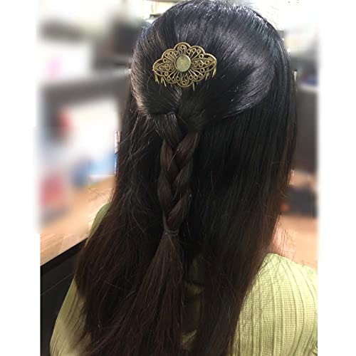 2 Pcs Retro Carved Flower Bronze Side Combs Decorative Mini Hair Combs Diy Bridal Veil Hair Accessories, 2 Inches #TOP4