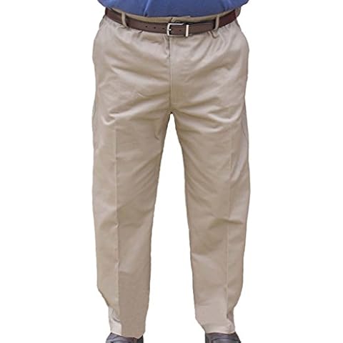 Falcon Bay The Senior Shop Men's Full Elastic Waist Twill Pant with Zipper & Belt Loops Khaki Cover