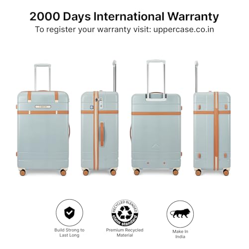 Image of uppercase Chester Large Size Trolley Bag for Travel | 360 8 Wheels Hard Luggage with TSA Lock, Anti-Theft Zippers | Hard Sided Polycarbonate Suitcase for Both Men & Women (Grey)