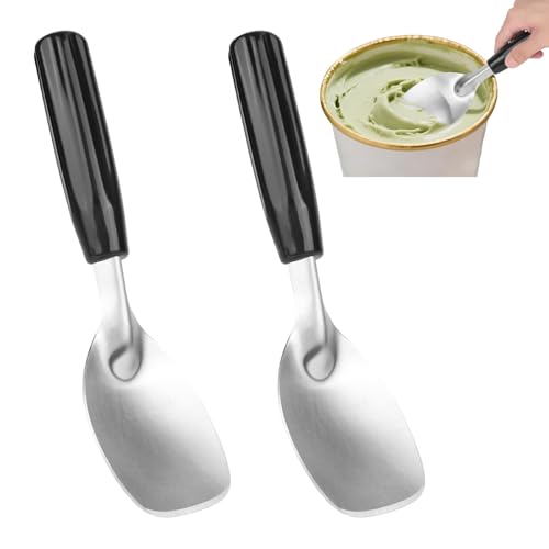 2pcs Ice Cream Spade, Stainless Steel Flat Ice Cream Paddle Scoop Heavy Duty Shovel Scoopers with Non-Slip Handle for Scooping and Serving Hard or Creamy Dessert