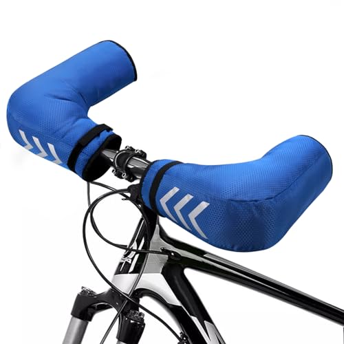 LINGSFIRE Bike Handlebar Mittens, Bicycle Motorcycle Handlebar Gloves Adjustable Strap Bike Handlebar Mitts with Reflective Strips Windproof Coldproof Hand Warmer Handlebar Cover for MTB Snowmobiles