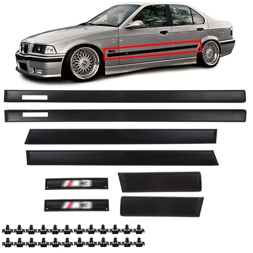 📌Colore: Nero INLY 6 pezzi Modanature delle porte Modanature laterali Modanature del paraurti Stile M compatibile con Serie 3 E36 Berlina/Touring (1990-1999)