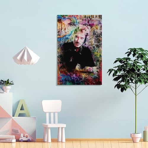 Impression sur toile colorée Johnny Hallyday pour salon pop art SECOLI - 4