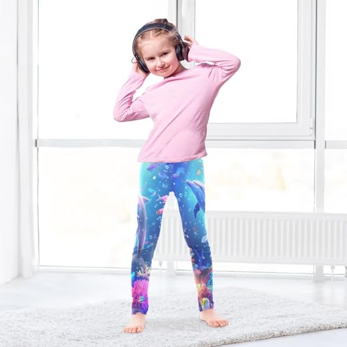 Toddler Girls Leggings Printed Yoga Pants Leggings Dolphin Colorful Coral for Kids4