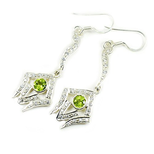 Boucles d'oreilles argent sterling 925 péridot, bijoux pierre de naissance femme