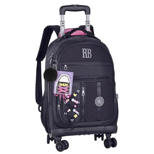 Mochila Escolar Menina Rebecca Bonbon RB Escolar Carrinho (Preto)