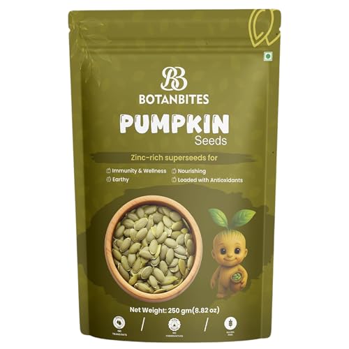 Image of BOTANBITES Pumpkin Seeds 250g | High in Protein, Fibre & Omega-3 | Keto-Friendly Snack | Rich in Magnesium & Zinc | Immunity Booster & Fat Loss Superfood (250g)
