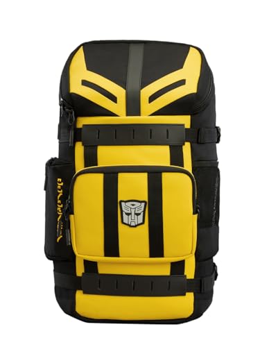 Image of The Souled Store Bumblebee: Tactical Autobot Backpacks | Premium Padded Laptop Bag with Multi-Utility Pockets | Transformers Edition Unisex Travel Rucksack for Men & Women - Stealth Yellow & Black