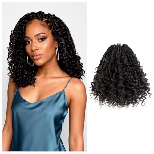 CISINPO 9 PCS 10 Inch Goddess Box Braids Crochet Hair for Black Women Brown