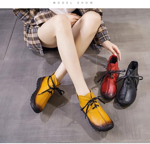 Myallfeet Women's Handmade Leather Lace Up Cow Tendon Soft Sole Leather Shoes Winter Outdoor Warm And Comfortable Anti Slip Ankle Boots2