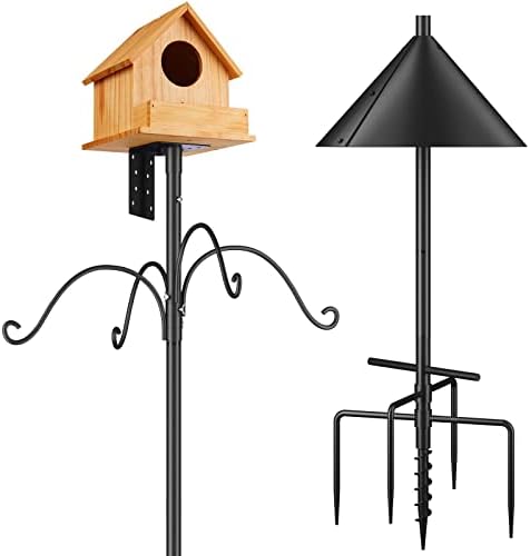 Bird Feeders Pole, Bird House Pole 92 Inch, Adjustable Heavy Duty Bird Feeder Stand Pole, Bird Feeding Station with Sturdy Anchor Squirrel Proof Baffle for Bird Watching (Bird House Not Included)