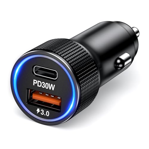 Penemay Car Charger USB C Car Phone Charger, Multi Port Cigarette Lighter Car Adapter for iPhone 17 16 15 Pro Max/14/13/12/11