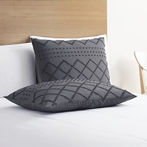 Image of Nestl Boho Bedding Sets & Collections - Boho Duvet Cover Twin, 2 Piece Twin Duvet Cover Set, Double Brushed Grey Duvet Cover with Zipper Closure, 1 Duvet Set 68x90 inches and 1 Pillow Sham