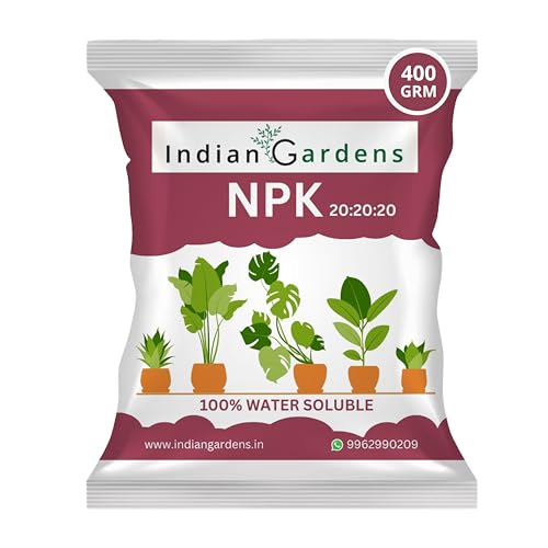 Indian Gardens - NPK 20:20:20 Fertilizer for all Garden Plants | Water Soluable | Plant Growth Booster | Plant Food | 400 Grams