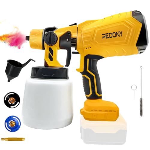 Cordless Paint Sprayer for DeWALT Battery, Portable HVLP Paint Sprayer with Brushless Motor, 2 Nozzles & 3 Patterns for Painting Walls, Ceilings, Furniture, Gardens, Fences (Battery not Included)