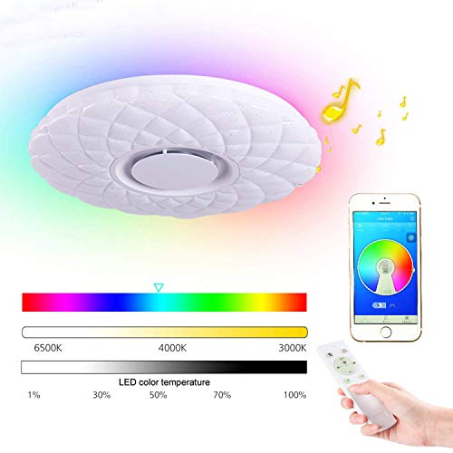 LED Music Ceiling Light with Bluetooth Speaker 36W, High Sound Quality