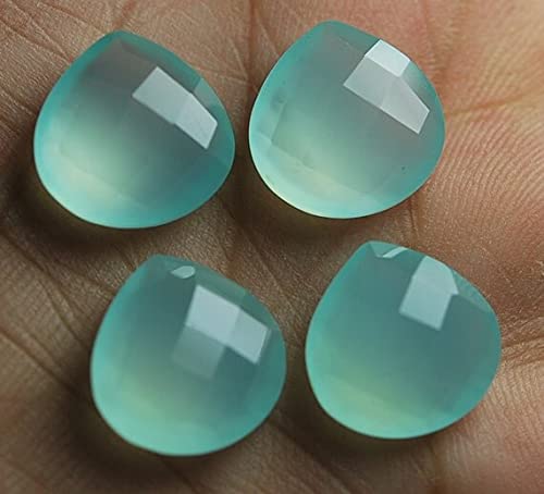 Briolette coeur aqua chalcedony perles facettées pour créer vos bijoux d'été