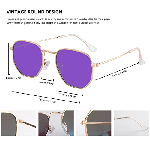 Image of Hipster Hexagonal Polarized Sunglasses Men Women Geometric Square Small Vintage Metal Frame Retro Shade Glasses