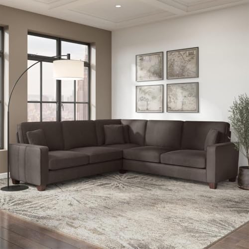 Image of Torque - Moscow 5 Seater (Dark Brown) Corner Fabric L Shape Sofa for Living Room, Bedroom, Office Furniture | 1 Year Warranty