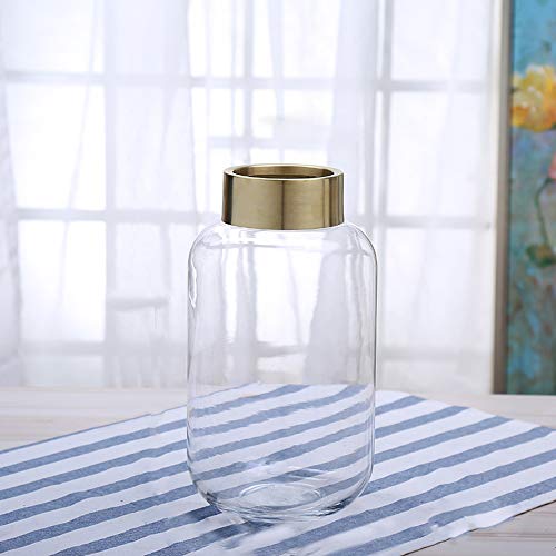 image for cyl home Vases Cylinder Clear Glass Flower Arrangement Vases Brass Gol