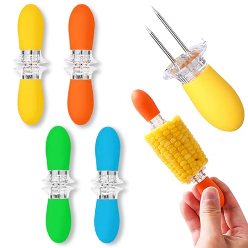 Supports à Maïs Barbecue - Lot De 10 En Acier Inoxydable Jaune - Ustensiles Cuisine Extérieur, Camping