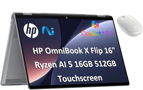 HP OmniBook X Flip 16 (Next Gen Envy 16 x360) 2-in-1 Touchscreen Laptop w/Bluetooth Mouse (16' FHD+, AMD Ryzen AI 5 340 ( Intel i7-1355U), 16GB DDR5, 512GB SSD) AI Copilot+ PC, Backlit, Win 11 Home