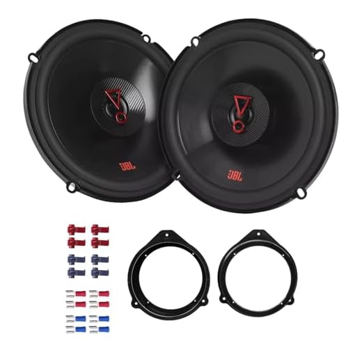 JBL Stage3 627F Lautsprecher mit Einbauset kompatibel mit Audi A3 (8PA) 5-Türer 2004-2012 Türen vorne/hinten 450W 165mm 2 Wege Koax