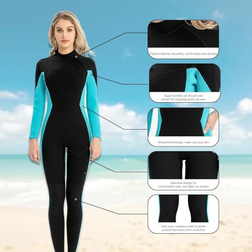 Combinaison de plongée 3 mm pour femme avec fermeture éclair dos