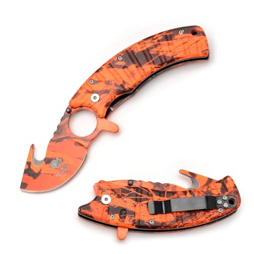 Wild Turkey Handmade Hunter's Choice Gut Hook Action Assisted Folding Knife Outdoors Camping Fishing Hunting RC
