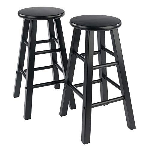 Image of Winsome Element 2-Piece Counter Stool Set, Classic Backless Bar Chairs for Kitchen & Dining Room Seating, Timeless Essential Furniture for Home, Dorm, Apartments