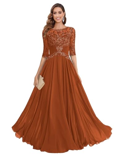 Mother of The Bride Dresses Chiffon Women's Lace Applique Wedding Dress V-Neck Half Sleeveless Formal Evening Gowns3