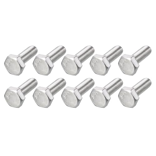 Image of METALLIXITY Hex Bolts (M10-1.5x25mm) 10Pcs, 304 Stainless Steel Coarse Fully Threaded Hex Head Screw Bolt Machine Screws - for Furniture Repair, Silver
