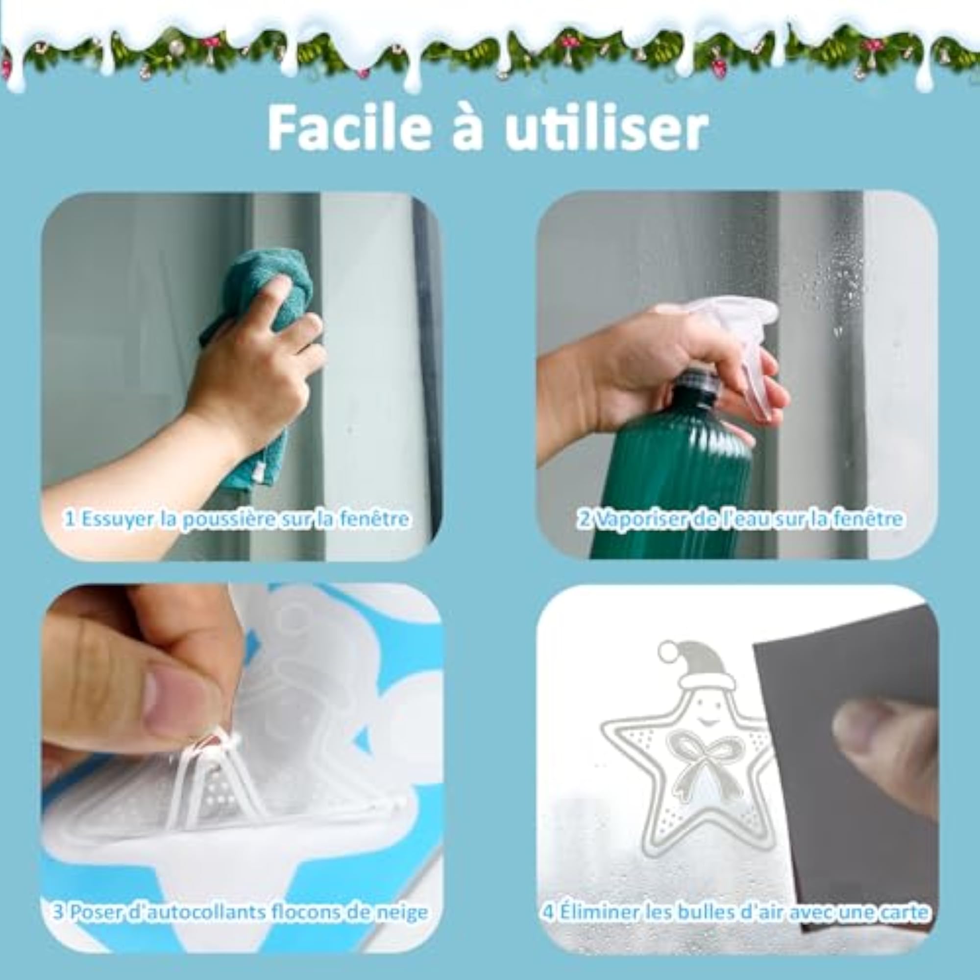 Window Stickers Christmas Self-Adhesive Snowflakes