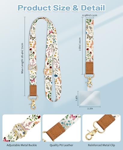 Image of Yonlevres Phone Lanyard Crossbody Strap Wrist Neck Adjustable Women Flowers | Cell Phone Lanyard for Travel and Daily, Hands-free, Fit Keys and ID Badges, Work with Full-coverage Phone Case, 2 Tabs, Gift