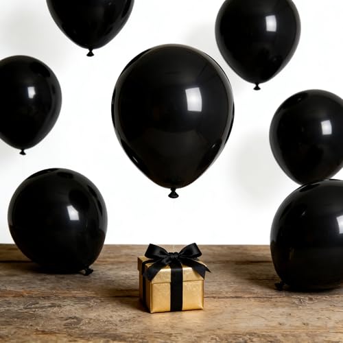 Image of Balloons Birthday Decorations Black Balloons - 100 Pack Balloon 12 inch for Birthday Party Baby Shower Wedding