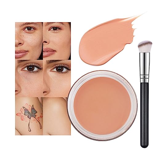 Kaely Pot Concealer Set,under Eye Concealer Brightener for Conceals Dark Circles, Waterproof Face Primer for Makeup,Corrects Tattoo Concealer,Foundation Makeup Brush,Eye Ring corrector de ojeras 05