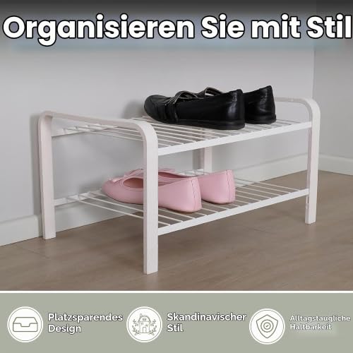 LM 390 Schuhregal aus Öko-Holz - pulverbeschichtetes Schuhregal platzsparend, 470 mm breite, ideal für Schrank… – Ansicht 2